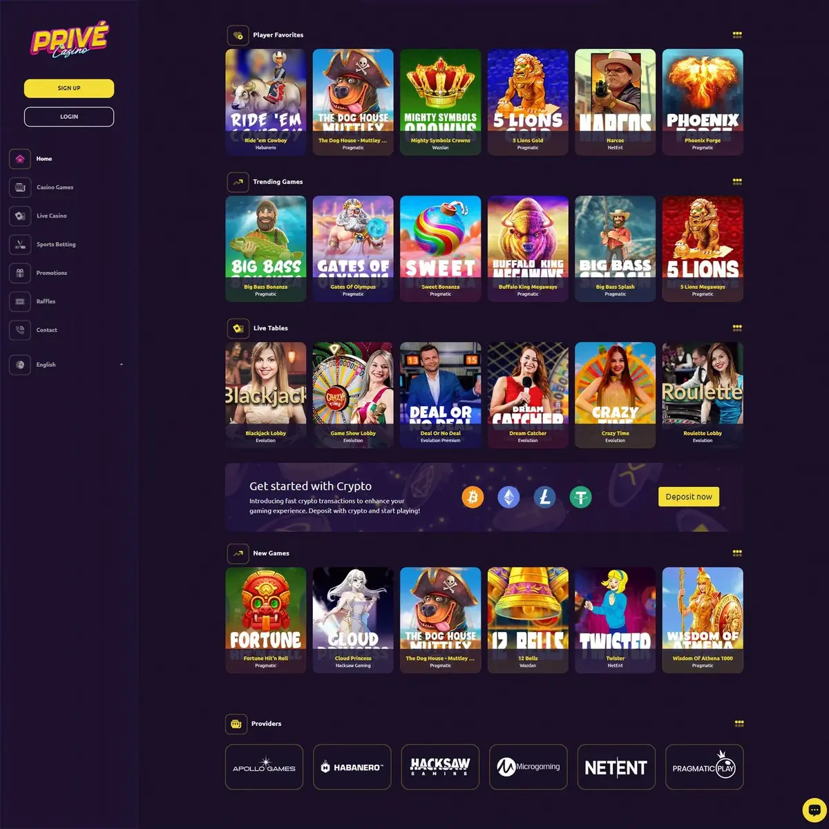 Prive Casino screenshot